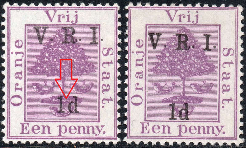 OFS 1900 SG113m 1d on 1d PURPLE WITH SPACE BETWEEN ``1`` & ``d`` - SCARCE