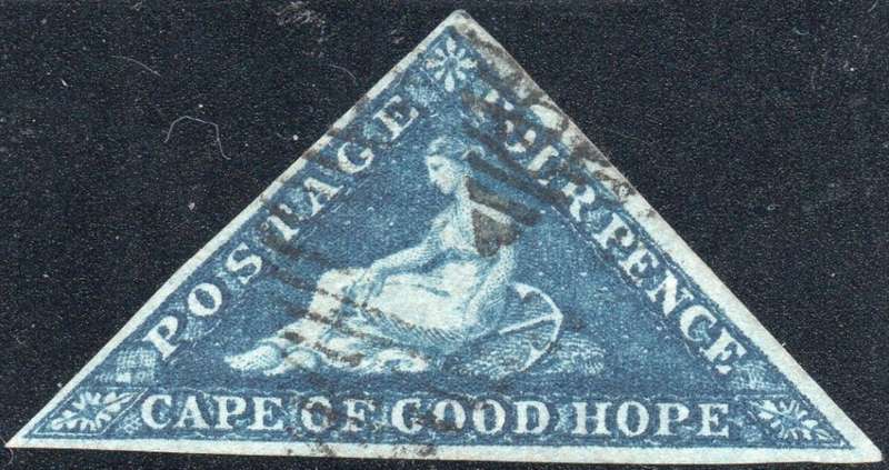 CAPE OF GOOD HOPE 1864 SACC15aa - 4d BLUE WITH SIDEWAYS WM - VFU - CV R13000