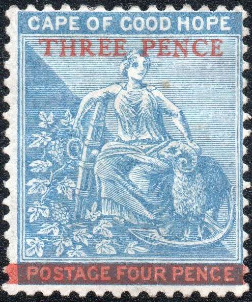Cape of Good Hope 1879 : SACC29 : 3d on 4d Blue(WM Crown CC) MM CV R4500