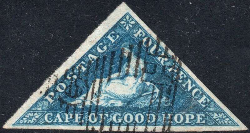 CAPE OF GOOD HOPE 1855 SACC6 - 4d DEEP BLUE - VFU - CV R1600+