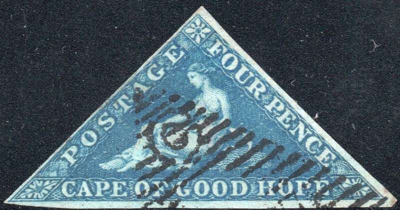 CAPE OF GOOD HOPE 1855 SACC6 - 4d BLUE - VFU - CV R1600+