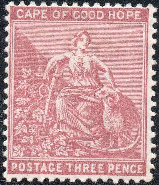 CAPE OF GOOD HOPE 1882 SACC38 3d DEEP CLARET WM CA - MM - CV R450
