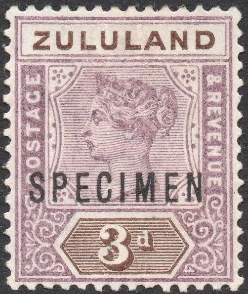 ZULULAND 1894-6 SACC17s 3d MAUVE & OLIVE-BROWN ``SPECIMEN``MM