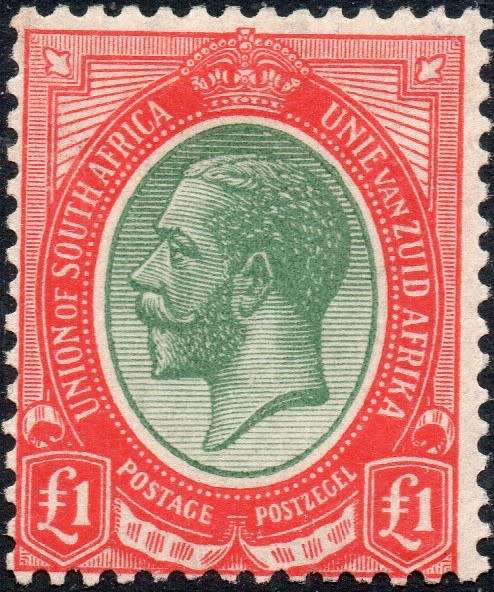 Union of SA - 1913 SACC16 £1 GREEN & RED LMM CV R18000
