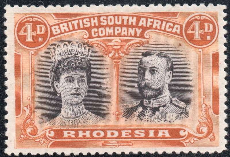 BSAC / Rhodesia SG139 4d Brown-purple and Orange LMM CV £90 (2017)