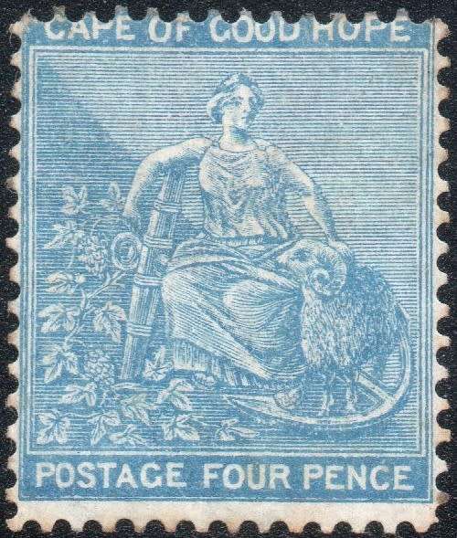 CAPE OF GOOD HOPE 1864 SACC19a 4d BLUE MM CV R4500