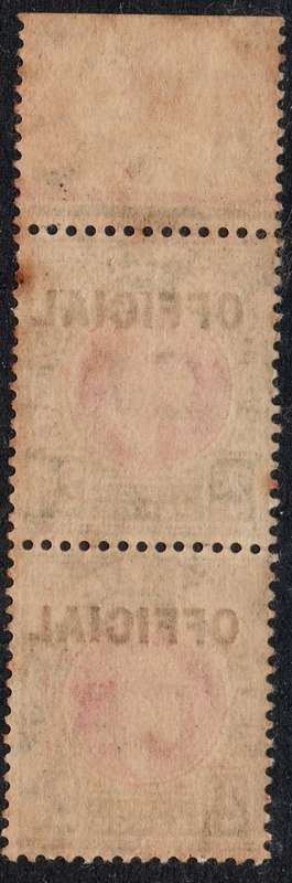 NATAL : 1904 : OFFICIAL STAMPS : SACC3 - 2d RED & OLIVE GREEN MARIGINAL PAIR - UM CV R4600