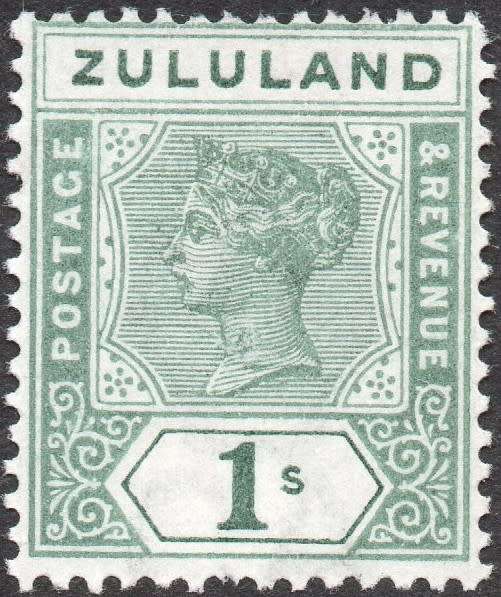 ZULULAND 1896 SACC19 1/- GREEN - VLMM