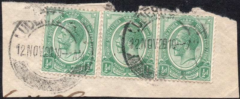 SWA : FORERUNNERS - SACC SA2 ½D GREEN - 3 USED EXAMPLES ON PIECE - SEE SCAN