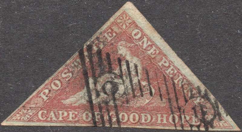 Cape of Good Hope : 1853 SACC1a 1d DEEP BRICK RED - FINE USED - CV R14000
