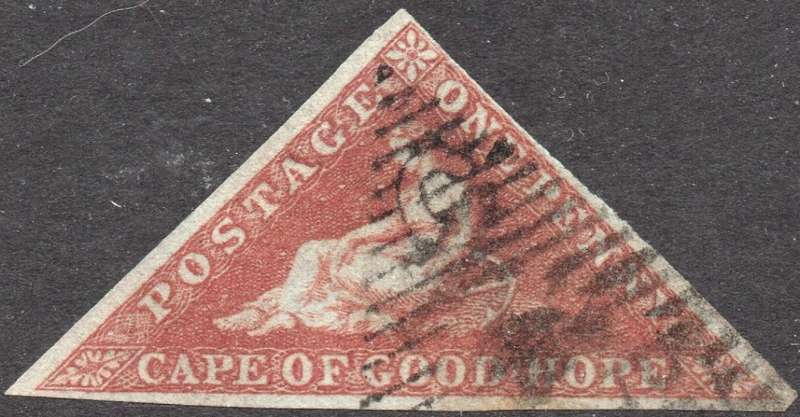 Cape of Good Hope : 1853 SACC1a 1d DEEP BRICK RED - VFU - CV R14000