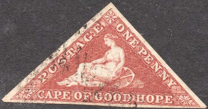 CAPE OF GOOD HOPE 1855 SACC5 - 1d BRICK-RED ON CREAM TONED PAPER - VFU - CV R40000