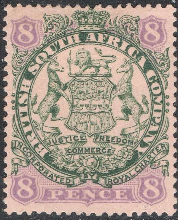 BSAC / Rhodesia : SACC34 8d GREEN & MAUVE MM CV R450