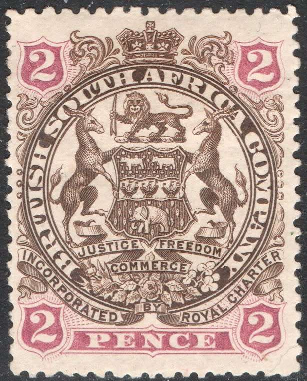 BSAC/Rhodesia : 1897 SG68 2d Brown & Mauve MM £26(2017)