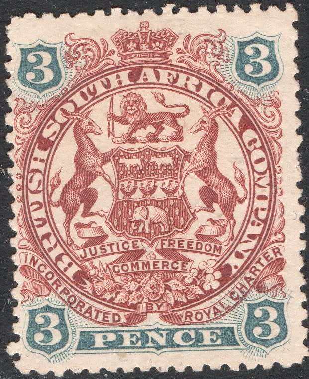 BSAC/Rhodesia : 1897 SG69 2d BROWN-RED  & SLATE-BLUE MM £9.50(2017)