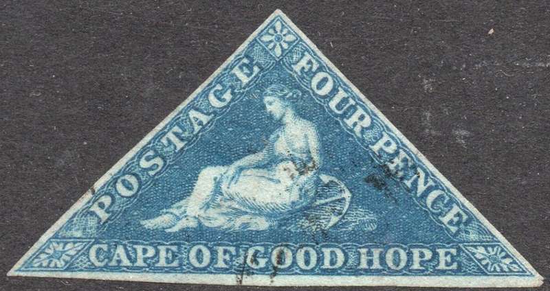 Cape of Good Hope 1855 SACC15a  4d BLUE - VFU CV R3000