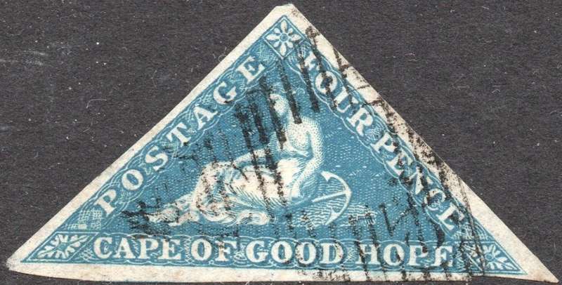 Cape of Good Hope : 1853 SACC2 4d DEEP BLUE(DEEPLY BLUED PAPER) - VERY FINE USED CV R5500