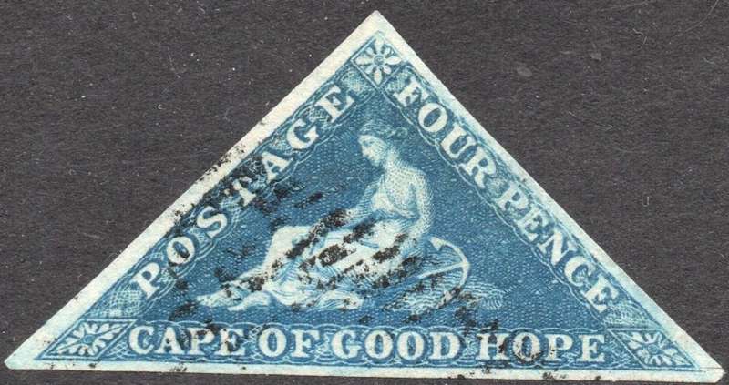 CAPE OF GOOD HOPE 1855 SACC6 - 4d DEEP BLUE - SUPERB USED - CV R1600+