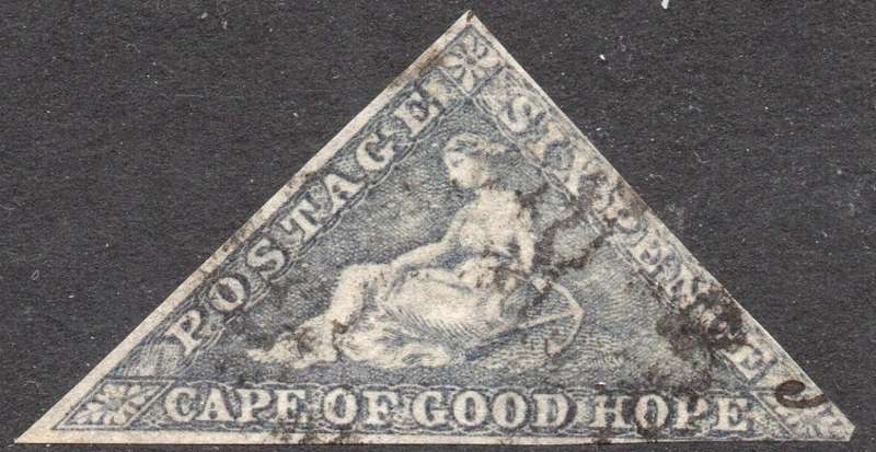 Cape of Good Hope 1862 - SACC7d :  6d SLATE PURPLE - GOOD USED - CV R32000