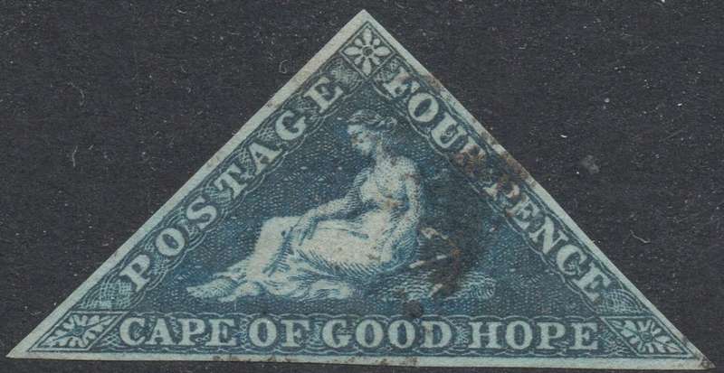 Cape of Good Hope : 1853 SACC2 4d DEEP BLUE(DEEPLY BLUED PAPER) - VERY FINE USED CV R5500