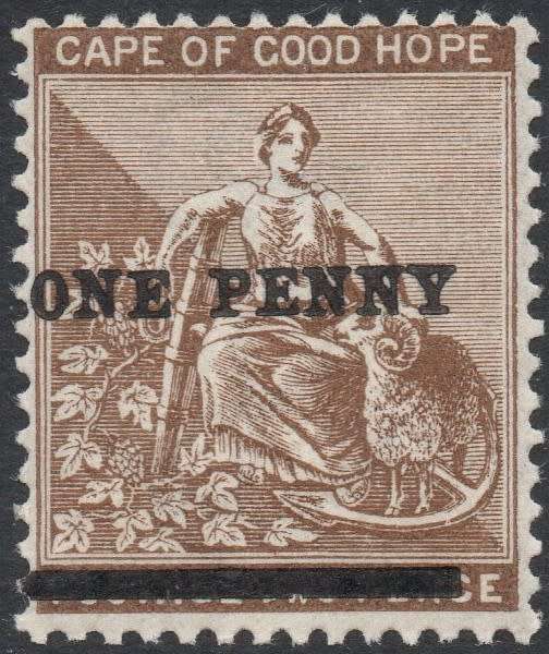 Cape of Good Hope : 1893 SG57b :1d on 2d (DEEP) BISTRE - NO STOP AFTER PENNY - SUPERB UM