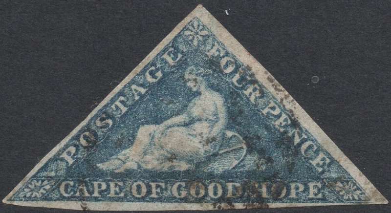 Cape of Good Hope 1855 SACC15  4d DEEP BLUE - VFU CV R3000