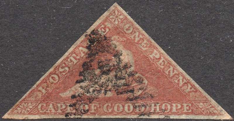 CAPE OF GOOD HOPE 1855 SACC5 - 1d BRICK-RED ON CREAM TONED PAPER - FINE USED - CV R40000