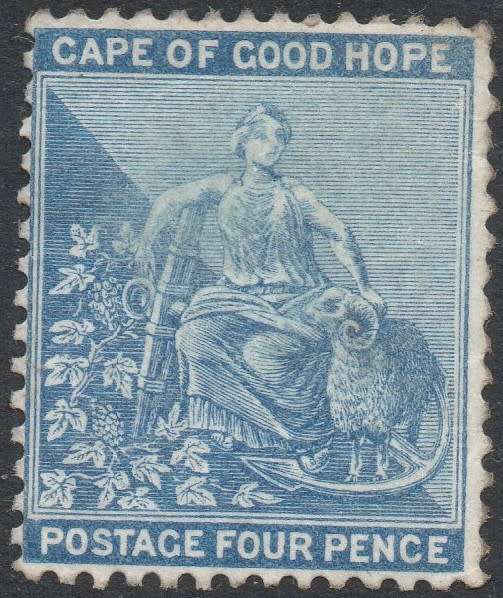 CAPE OF GOOD HOPE 1872 SACC25 4d DULL BLUE MM CV R4500