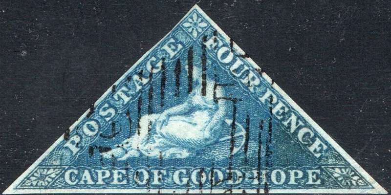 CAPE OF GOOD HOPE 1855 SACC6 - 4d DEEP BLUE - VFU - CV R1600+