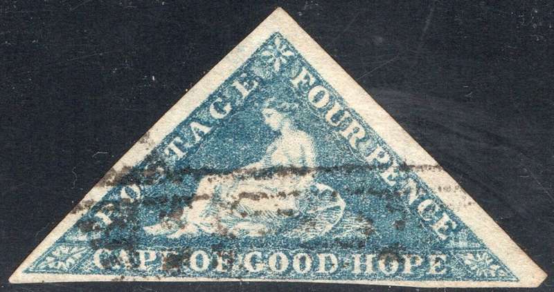 CAPE OF GOOD HOPE 1864 SACC15a 4d BLUE - VFU - CV R3000