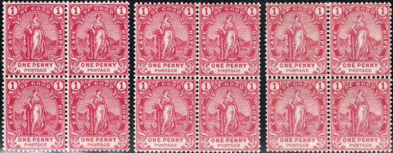 Cape of Good Hope : 1893-1902 SACC54 / SACC54a / SACC54b - ALL IN BLOCKS OF FOUR UM/MM CV R1910