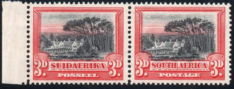 Union of SA SACC34a  3d Black and Red Marfinal Pair - PERF DOWN  - *UM* CV R4000