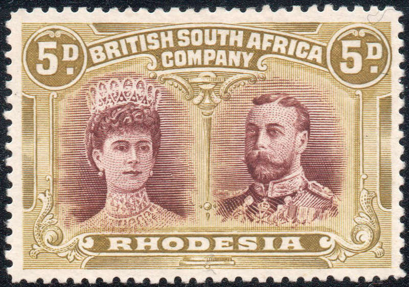BSAC / Rhodesia SG141a 4d Purple-brown and Olive-yellow MM CV £50(2017)