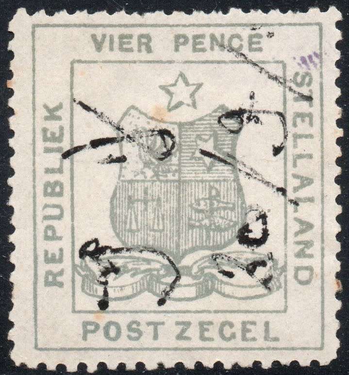 Stellaland 1884 SG3 4d SLATE GREY USED(PEN CANCEL) CV R8000(?)