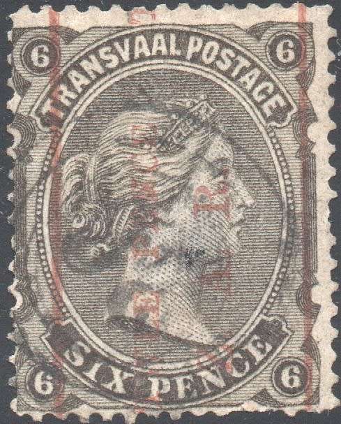 TRANSVAAL 1885 SACC196 2d on 6d - FINE USED - CV R550