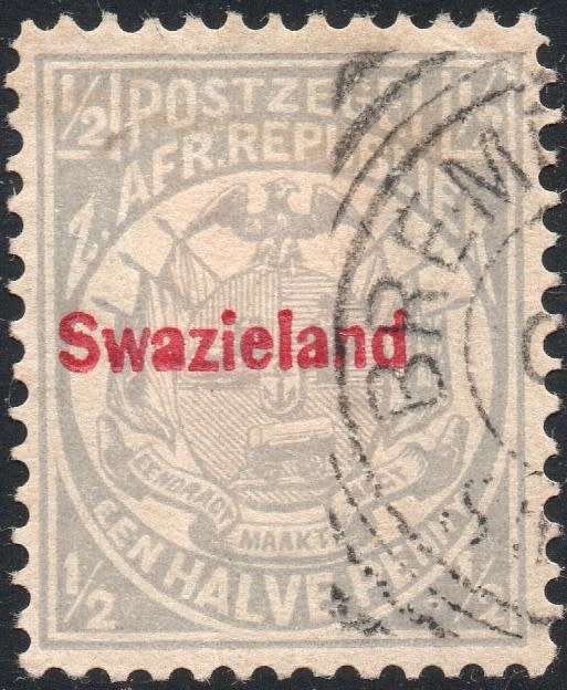SWAZILAND 1892 SACC9 ½d GREY - VFU - CV R450