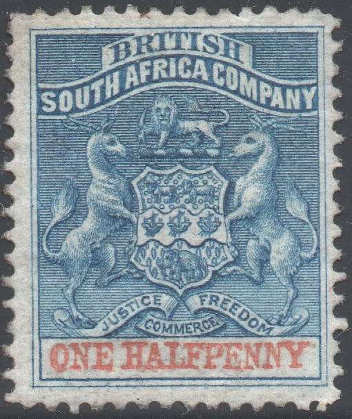 BSAC / RHODESIA 1892-4 SACC18 ½d DULL BLUE & VERMILLION - MM CV R100