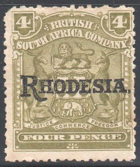 BSAC / Rhodesia : SACC101 4d OLIVE MM CV R450