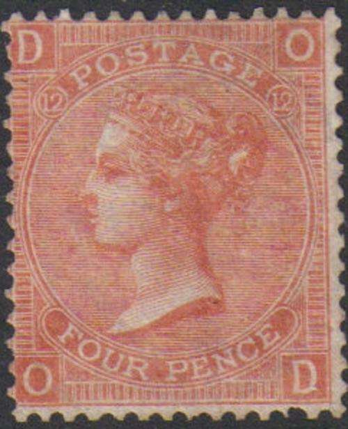 Great Britain QV SG94 4d Vermillion Plate 12 MM CV £575