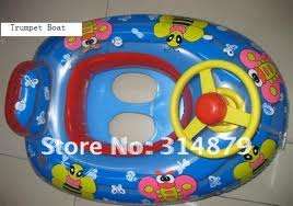 Baby boat swimming float - trumpet boat with steering