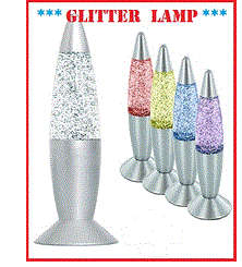 MINI GLITTER LAMP - ROCKET SHAPE (COLOUR CHANGING)