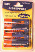 Pack of 4 AA rechargeable batteries