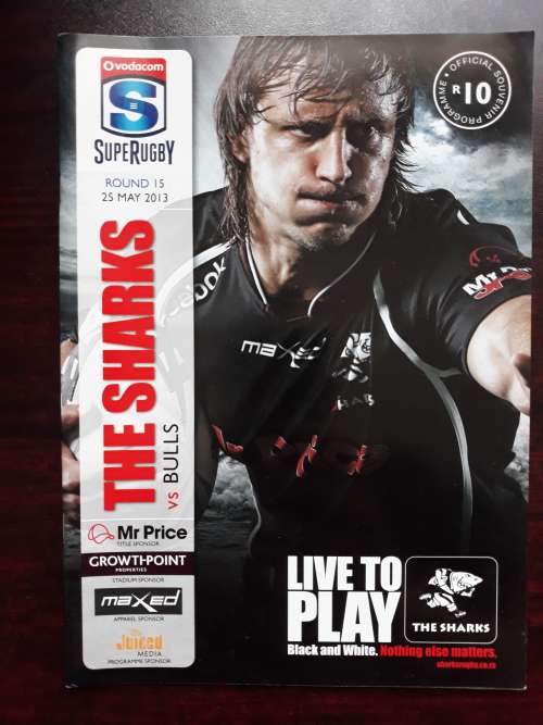 3 Sharks Super Rugby Match Programmes