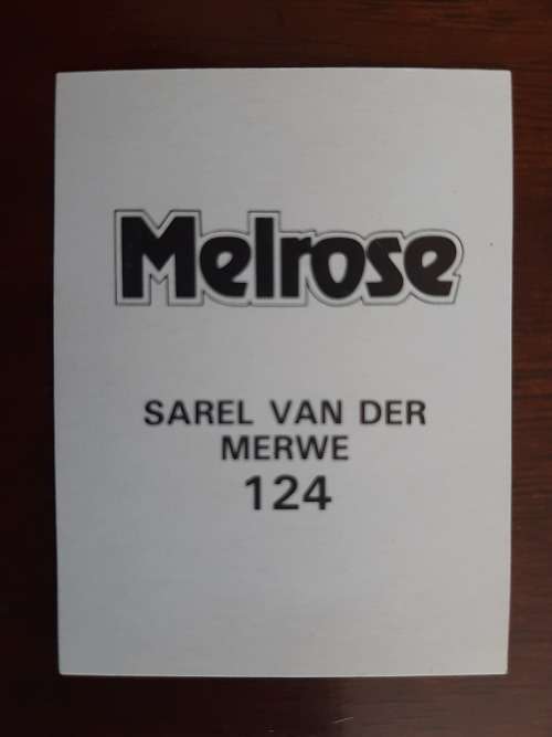 Melrose Sporting Heroes Card #124 - Sarel Van Der Merwe