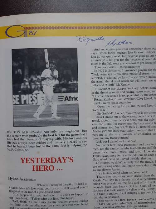 Garth Le Roux Benefit Year 1987/1988 (SIGNED)