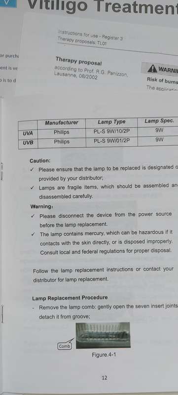 UVB Home Phototherapy Lamp for Vitiligo, Psoriasis, Eczema and Dermatitis