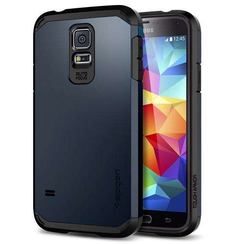 Samsung Galaxy S5 Spigen SGP Tough Armor Case / Cover gun metal blue