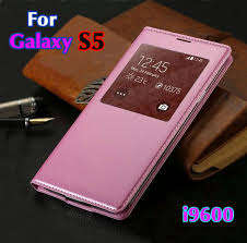 Samsung Galaxy S5 SV i9600 white S-View Flip Leather Back Cover Cases Auto wake/sleep