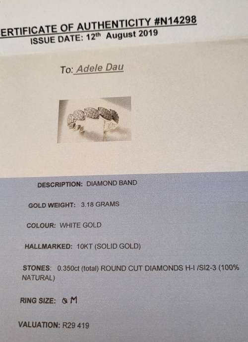 10kt solid 3.18 grams White Gold, Diamond Ring.