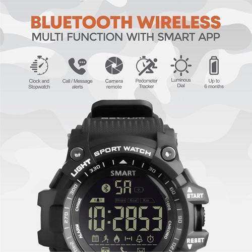Multifunctional Digital Shock Resistant Sports Watch - Black